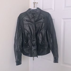 First Gear Large womens Leather Jacket. Color: Black